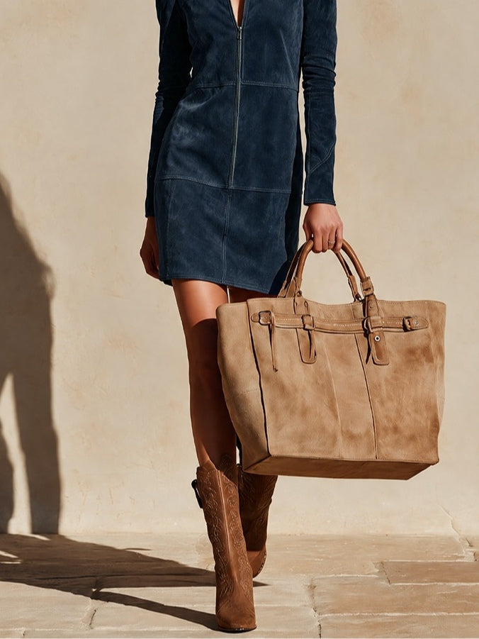 Eugenia | Suede Mini Dress with Half-Zip