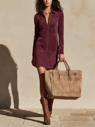 Eugenia | Suede Mini Dress with Half-Zip
