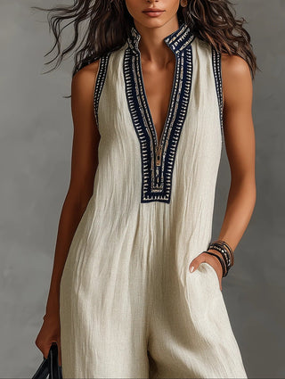 Fiamma™ | Sleeveless Jumpsuit with High Neck and Zip