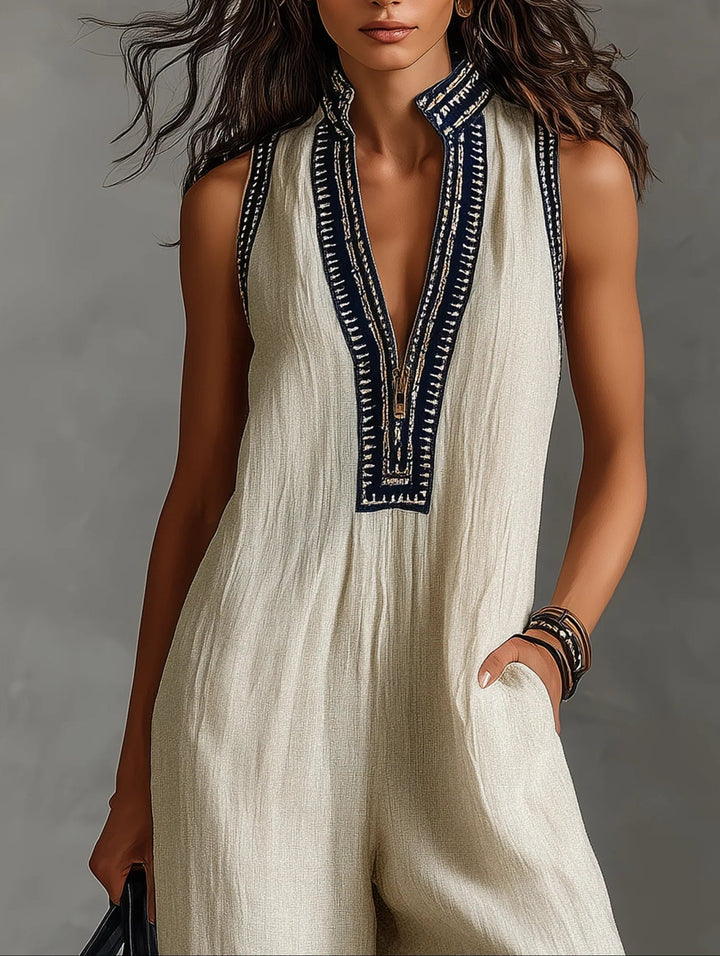 Fiamma™ | Sleeveless Jumpsuit with High Neck and Zip