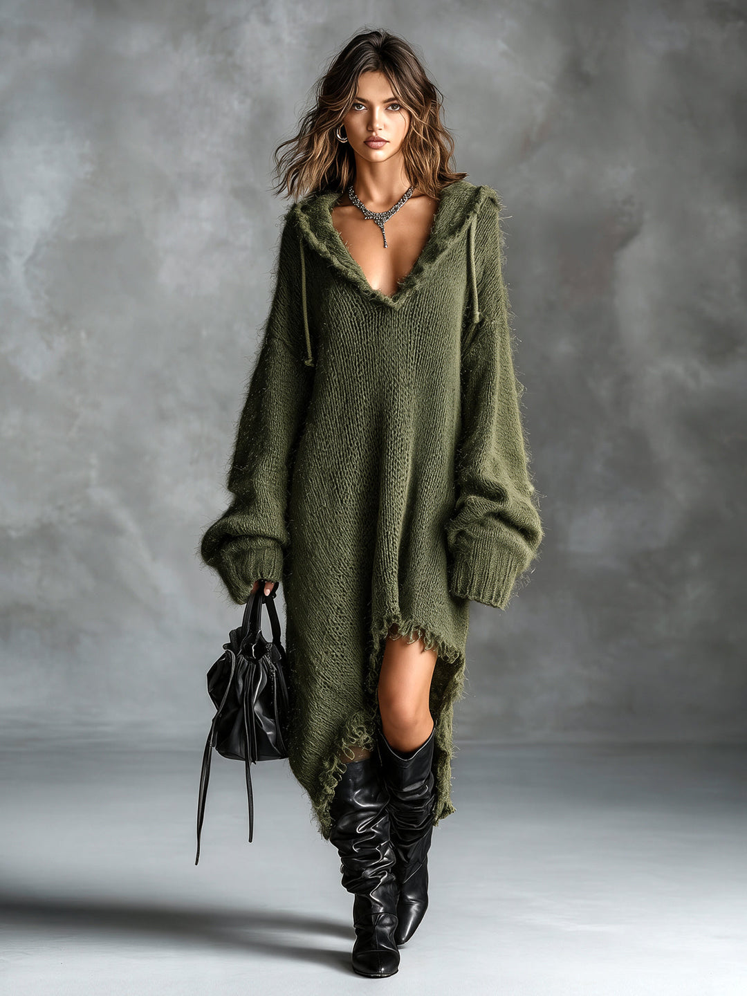 Colomba | Soft Knit Hooded Midi Dress