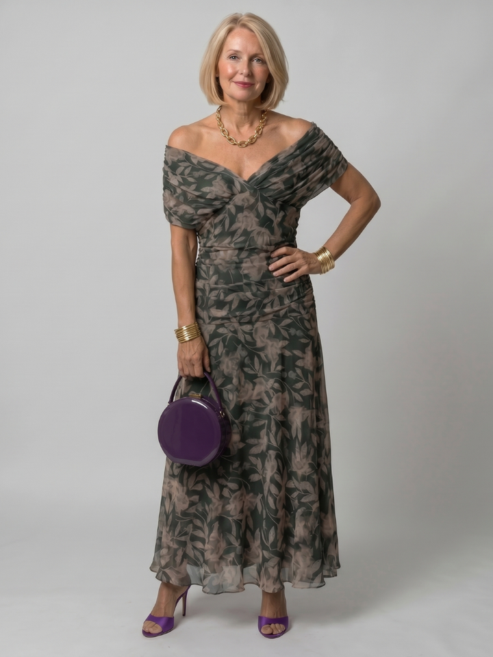 Vivian & Claire™ | Off Shoulder Flow Midi Dress