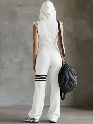 Giada™ | Retro Hooded Sports Jumpsuit with Stripes