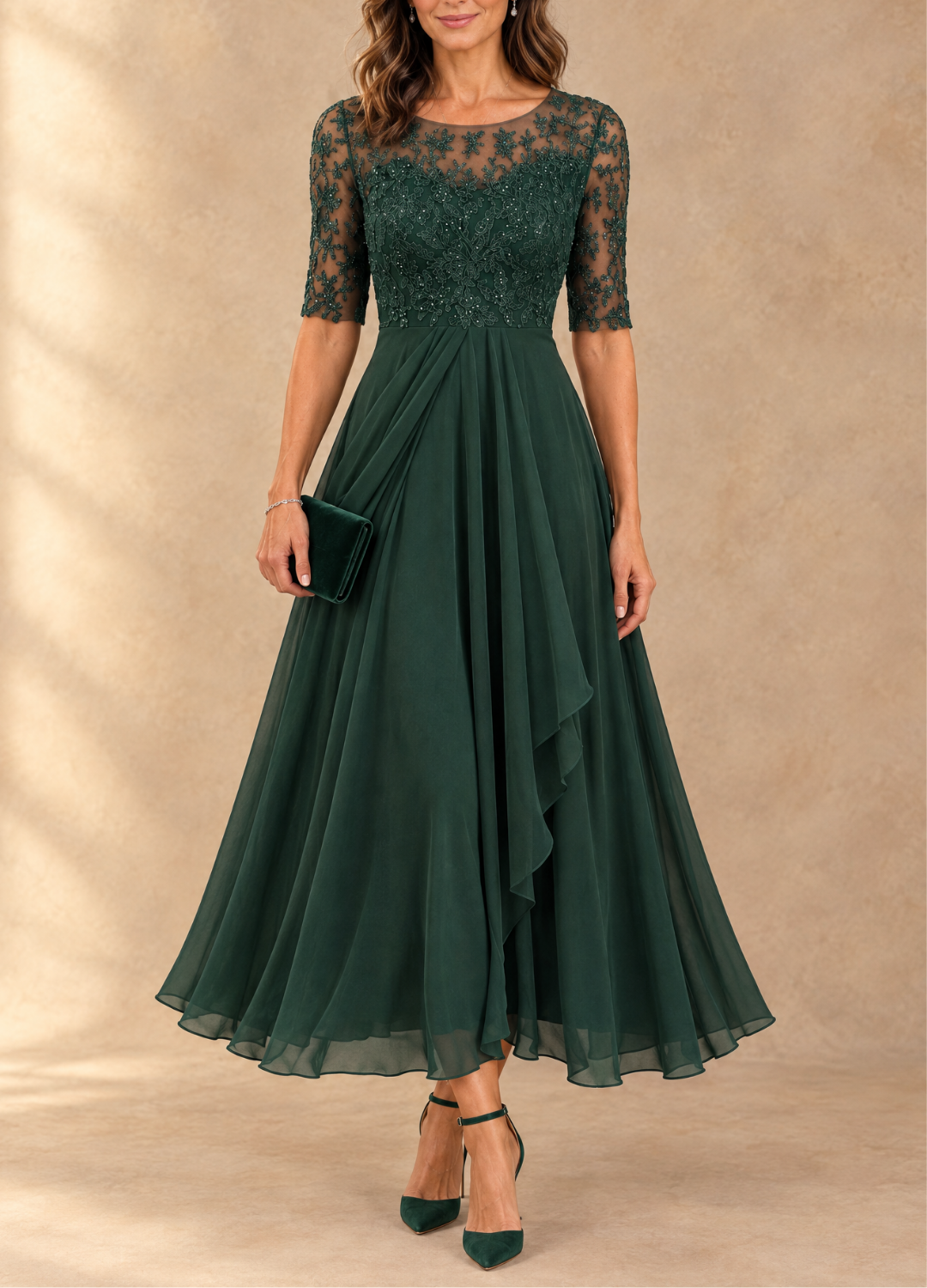 Abella Lace and Chiffon Dress