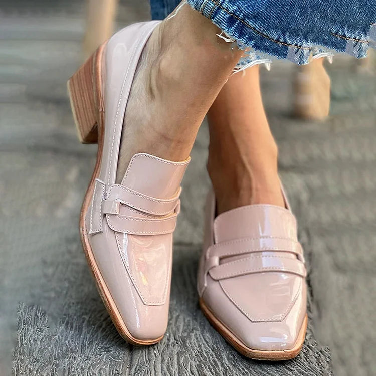 Pia | Comfortable Patent Loafers in Nude