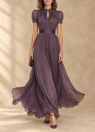 Elia Gathered Waist Keyhole Maxi Dress