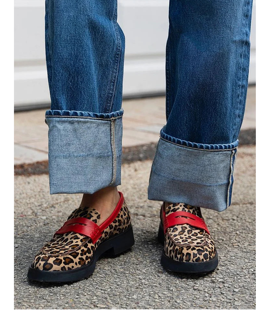 Geneva Leopard Loafers with Red Details