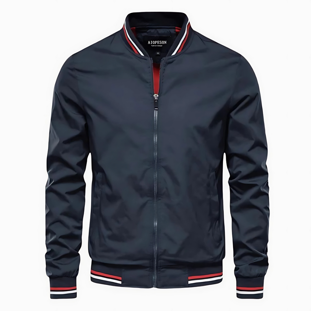 Kenneth™ | Classic Striped Trim Bomber Jacket