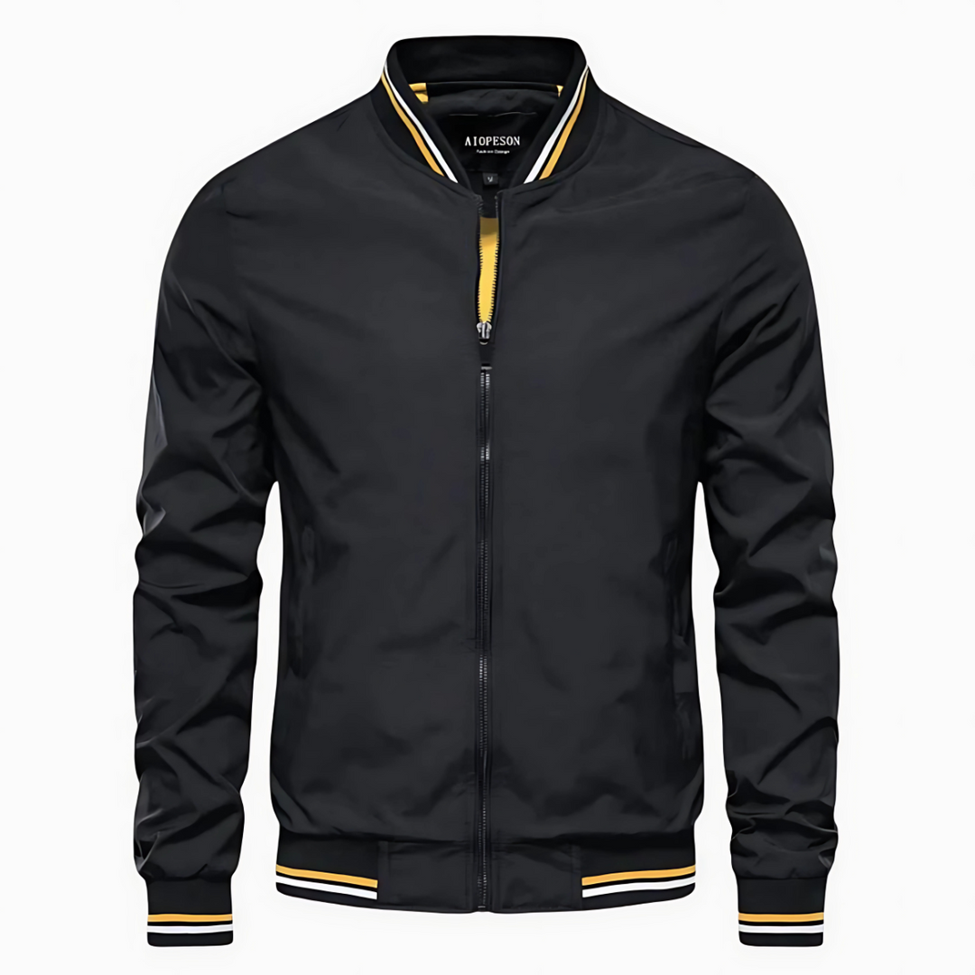 Kenneth™ | Classic Striped Trim Bomber Jacket