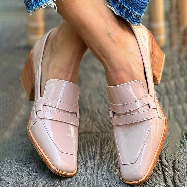 Pia | Comfortable Patent Loafers in Nude