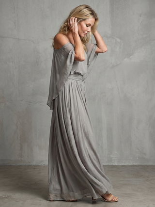 Marisol | Layered Drape Cold Shoulder Top Wide Leg Set