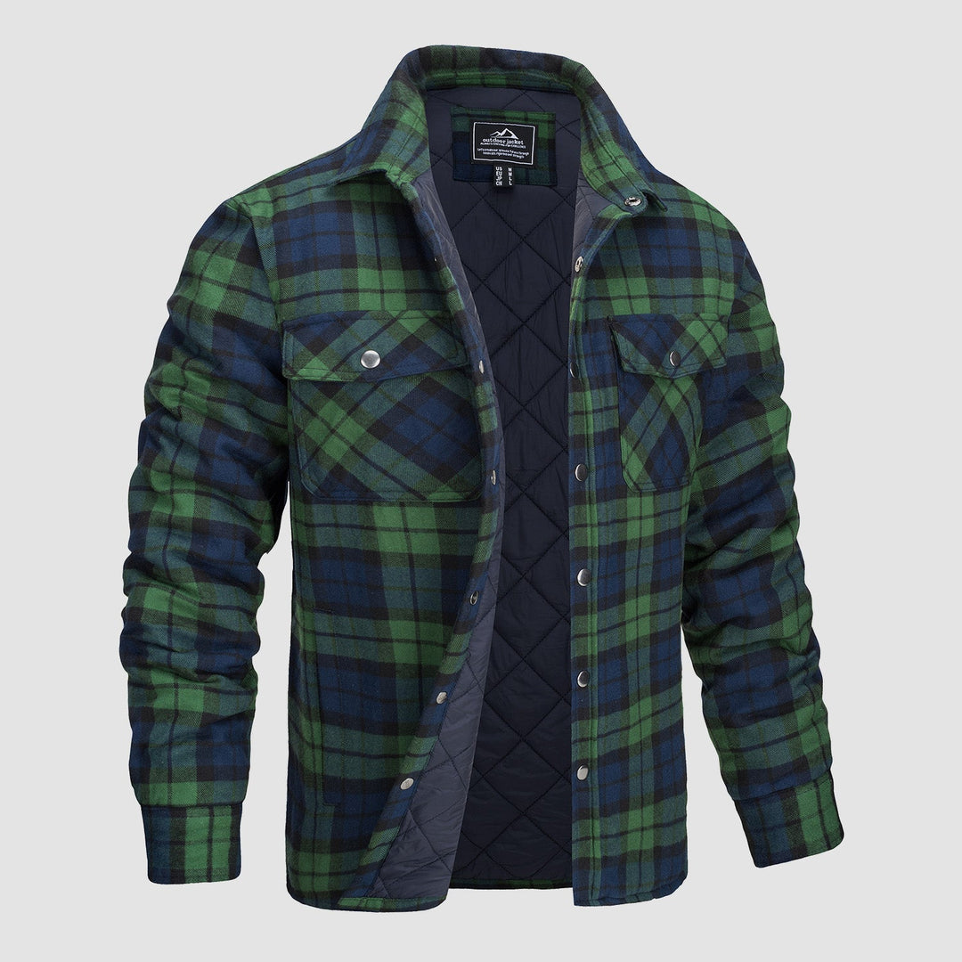 Douglas™ | Quilt-Lined Plaid Flannel Bomber Jacket