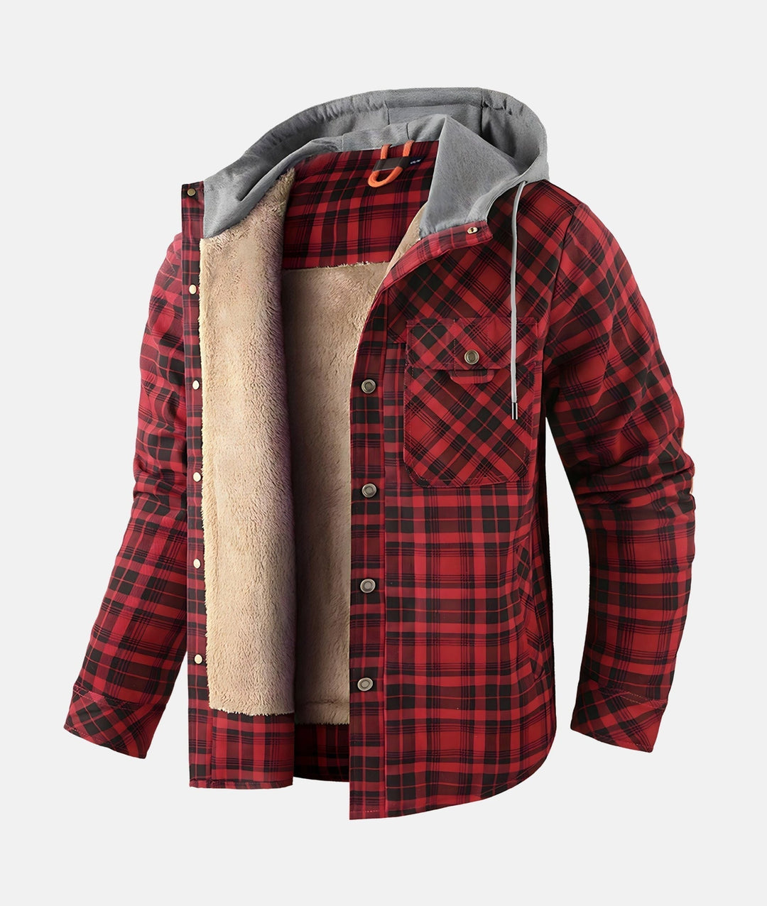 Dennis™ | Warm Sherpa-Lined Flannel Hooded Jacket