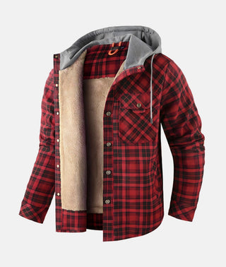 Dennis™ | Warm Sherpa-Lined Flannel Hooded Jacket