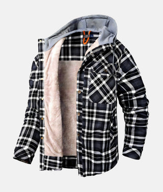 Dennis™ | Warm Sherpa-Lined Flannel Hooded Jacket