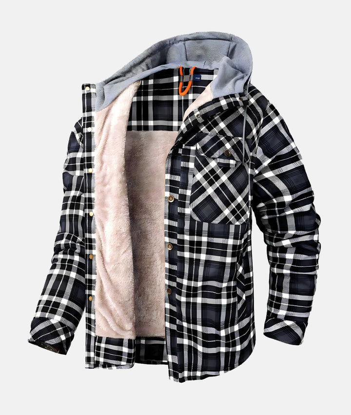Dennis™ | Warm Sherpa-Lined Flannel Hooded Jacket
