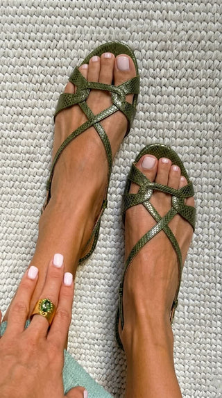 IVY | Snake Effect Slingback Sandals