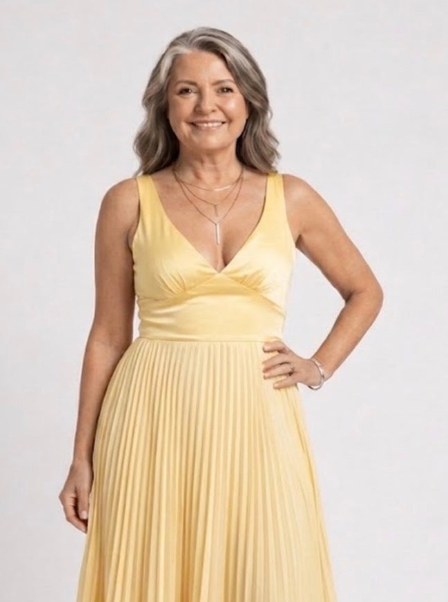 Vivian & Claire™ | Pleated V-Neck Maxi Dress