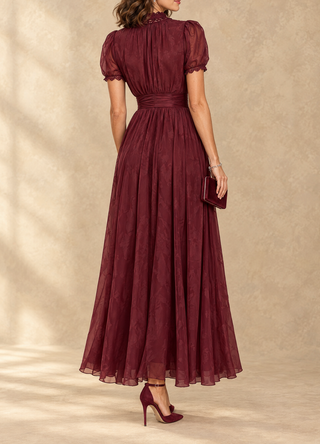 Elia Gathered Waist Keyhole Maxi Dress