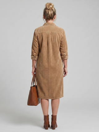 Pema | Long Sleeve Patch Pockets Midi Dress