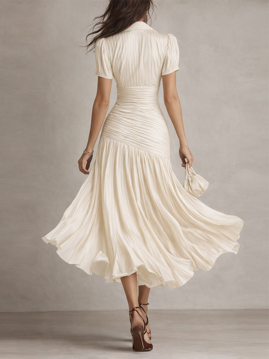 Adriana™ | Vintage Striped Satin Midi Dress