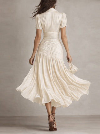 Adriana™ | Vintage Striped Satin Midi Dress