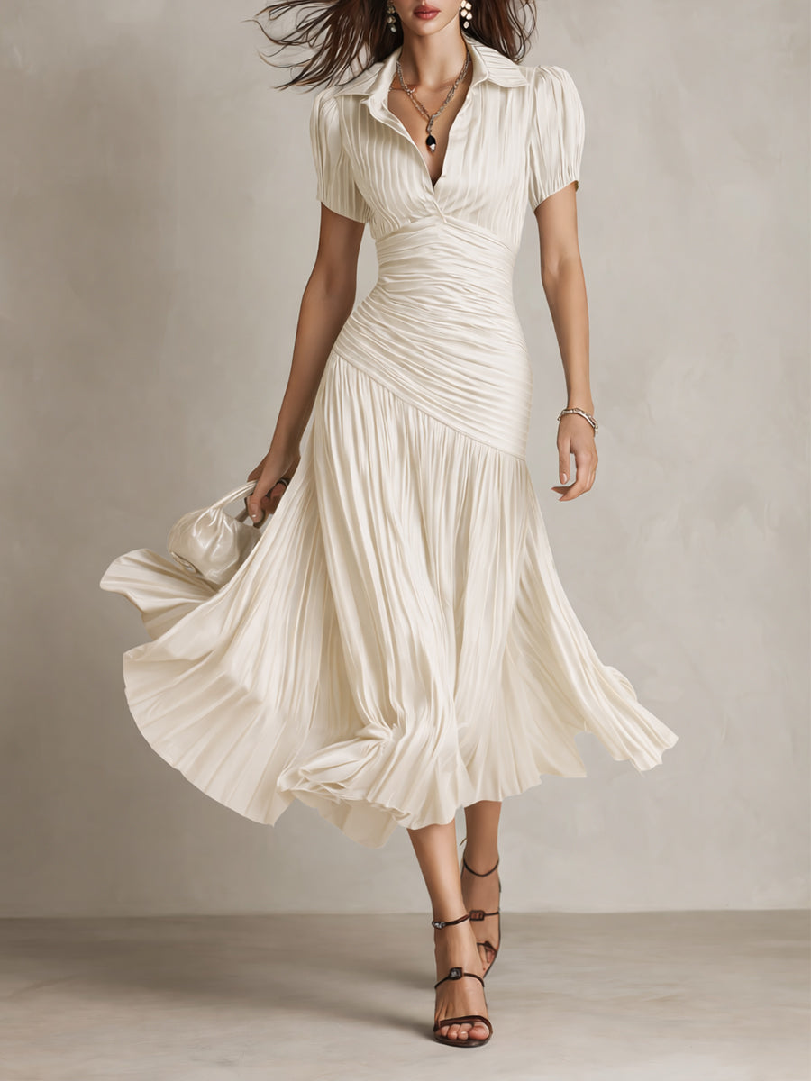 Adriana™ | Vintage Striped Satin Midi Dress