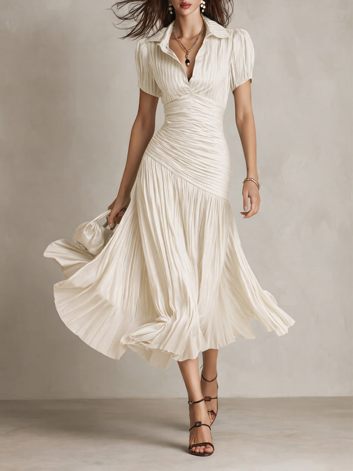 Adriana™ | Vintage Striped Satin Midi Dress