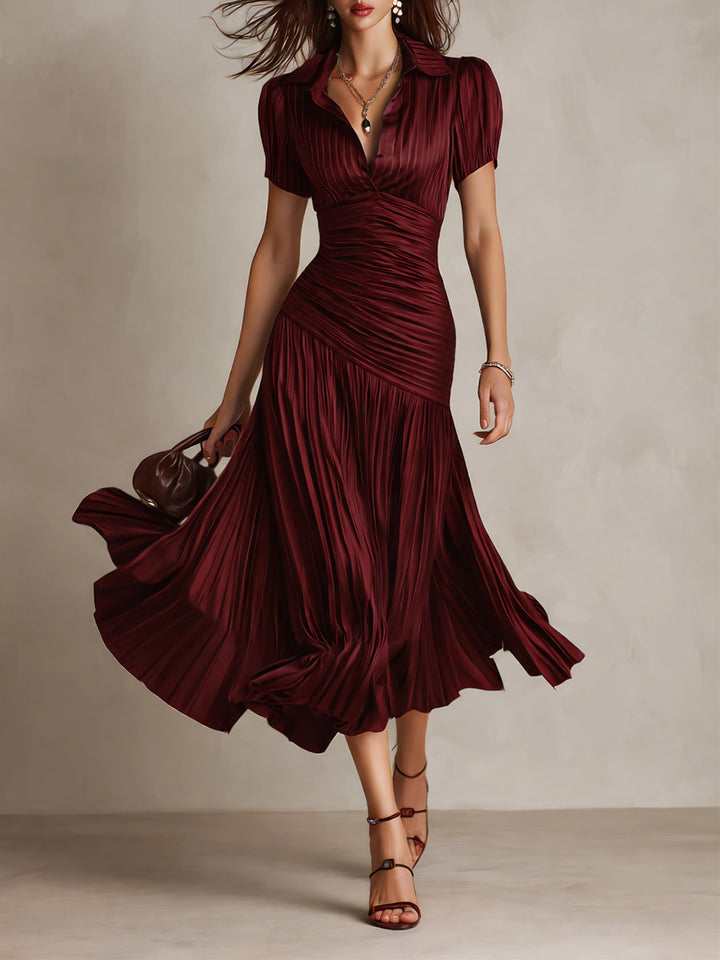Adriana™ | Vintage Striped Satin Midi Dress