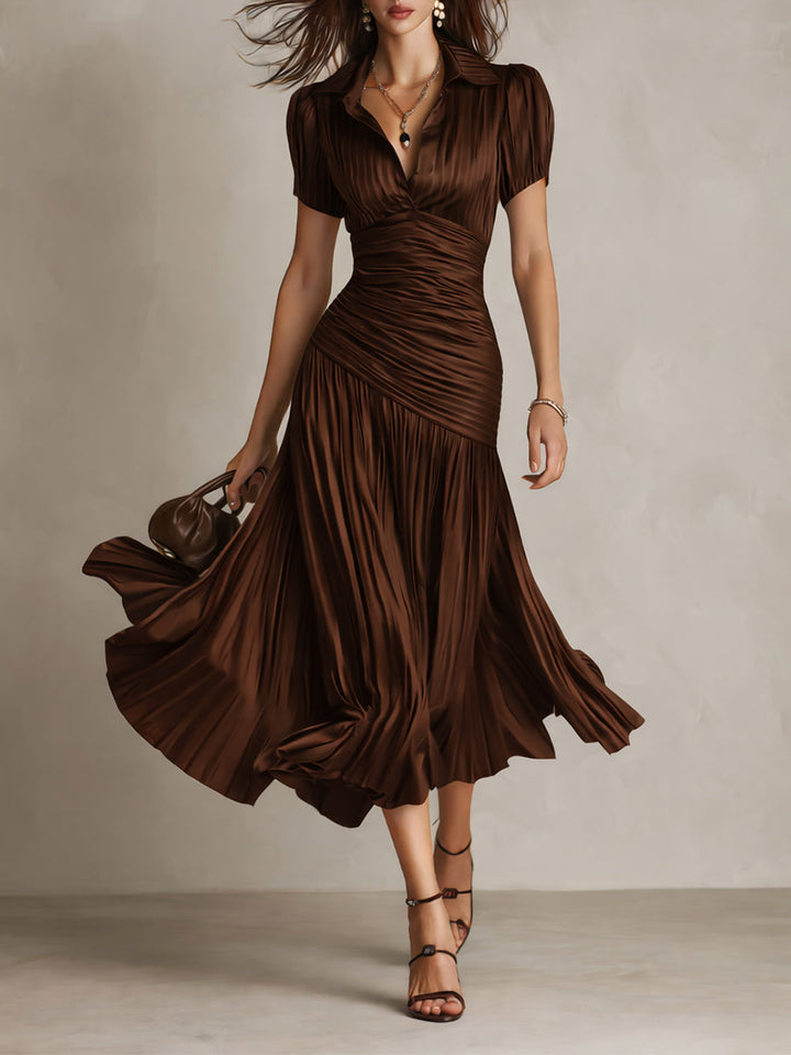 Adriana™ | Vintage Striped Satin Midi Dress