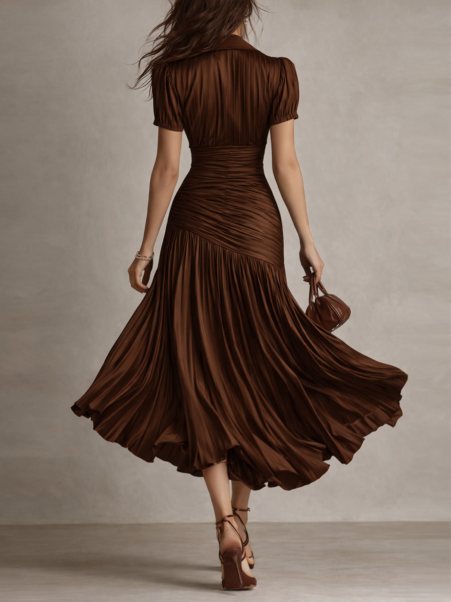 Adriana™ | Vintage Striped Satin Midi Dress