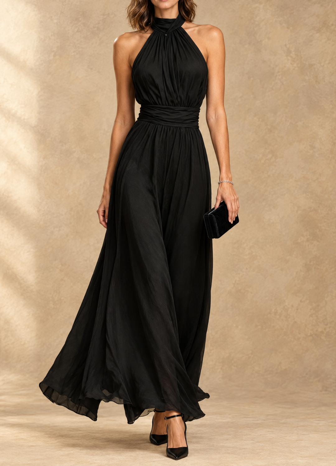 Paula Halter Neck Chiffon Maxi Dress