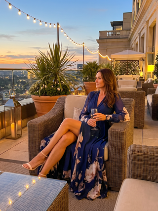 Zelia | Pleated Sheer-Sleeve Maxi Dress