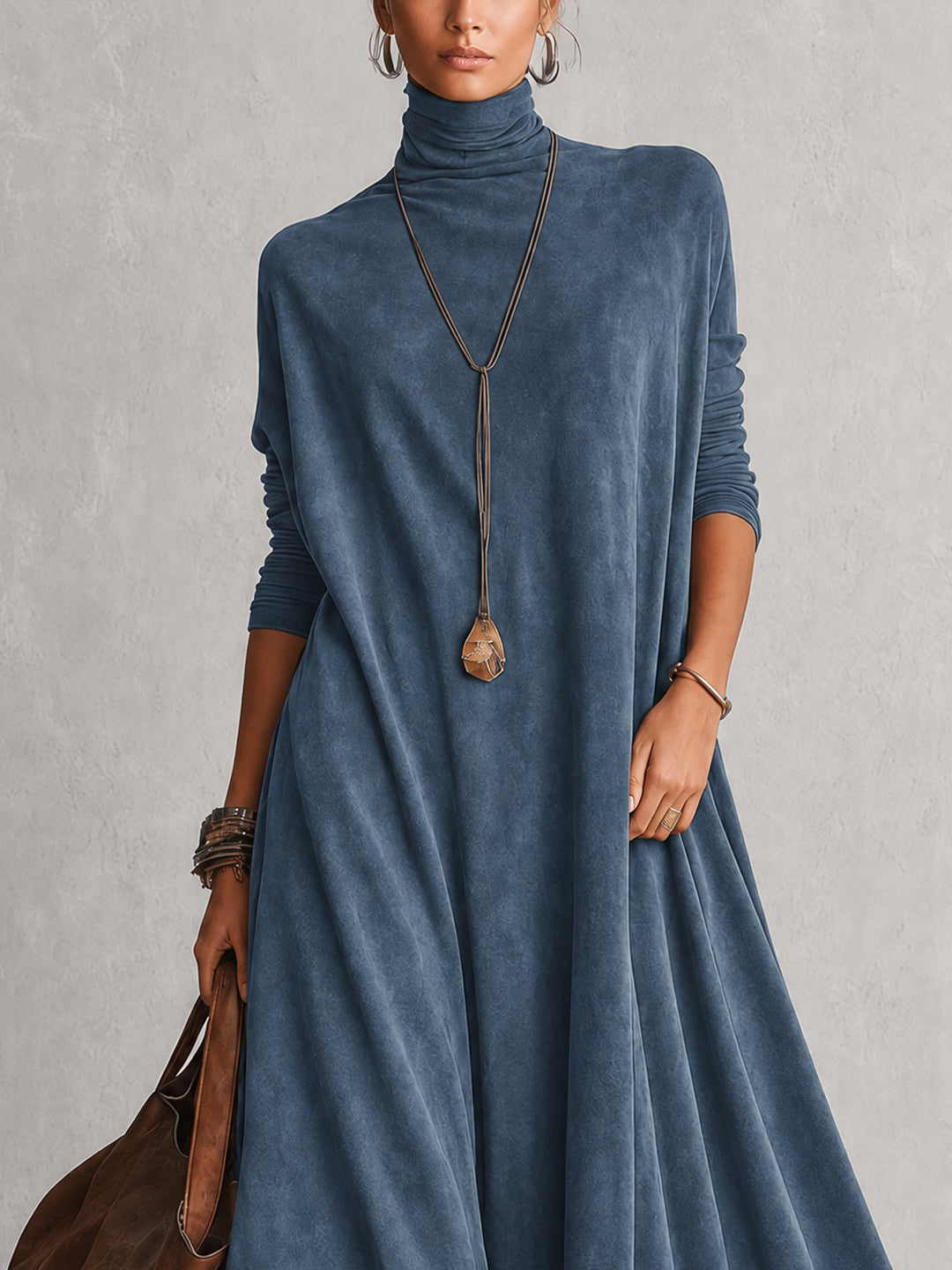 Petra | Faux Suede Maxi Dress with Lace Hem
