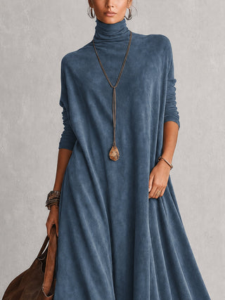 Petra | Faux Suede Maxi Dress with Lace Hem
