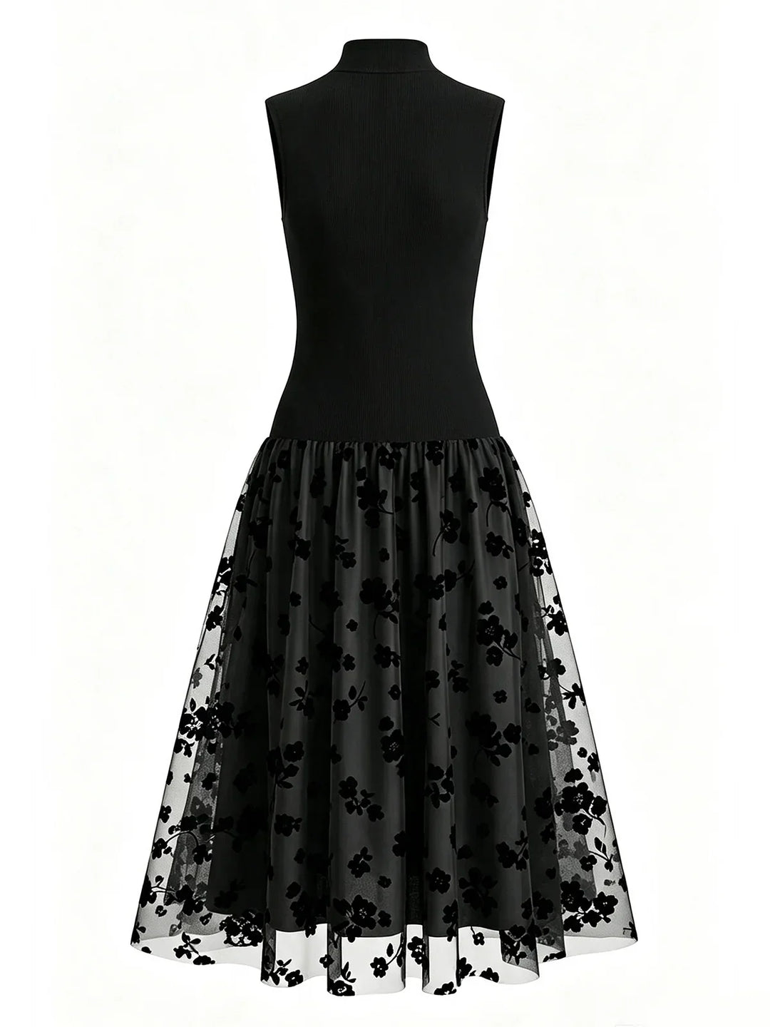 Addie | Flocked High-Neck Maxi Dress
