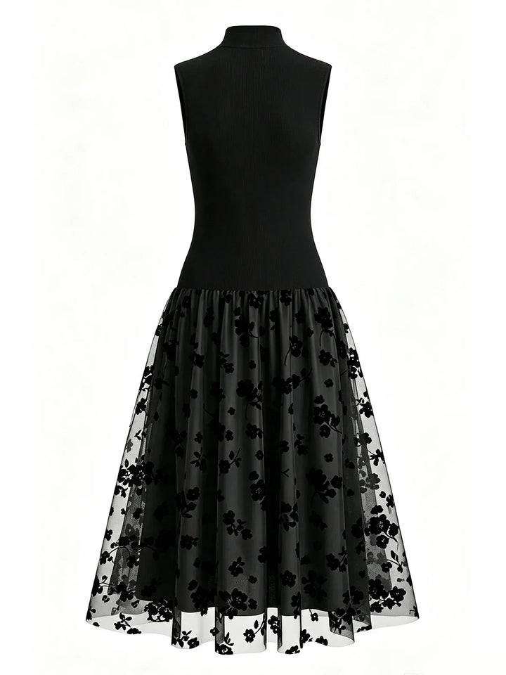 Addie | Flocked High-Neck Maxi Dress
