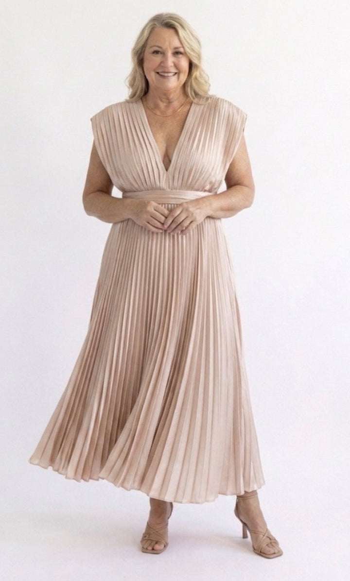 Vivian & Claire™ | Timeless Pleated Midi Dress