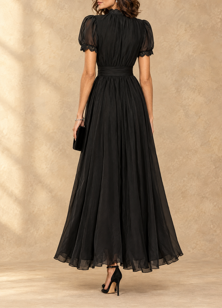 Elia Gathered Waist Keyhole Maxi Dress