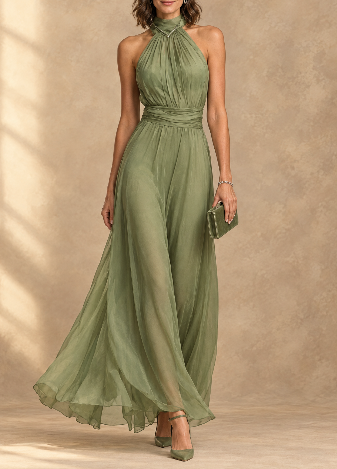 Paula Halter Neck Chiffon Maxi Dress