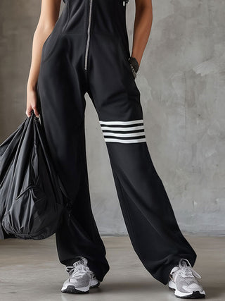 Giada™ | Retro Hooded Sports Jumpsuit with Stripes
