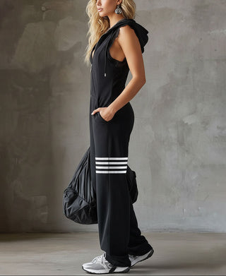 Giada™ | Retro Hooded Sports Jumpsuit with Stripes