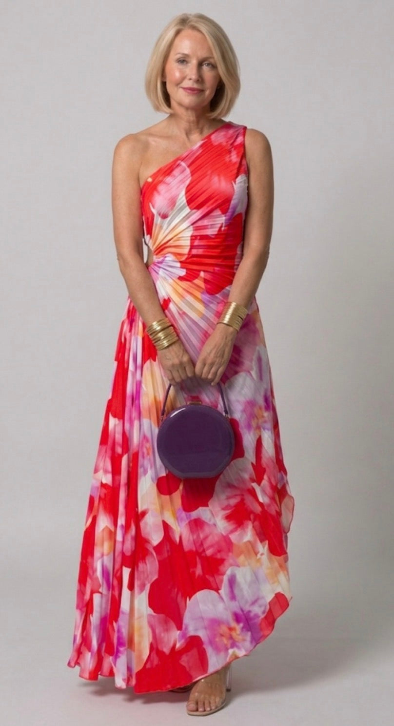 Vivian & Claire™ | Vibrant Tropical Evening Dress