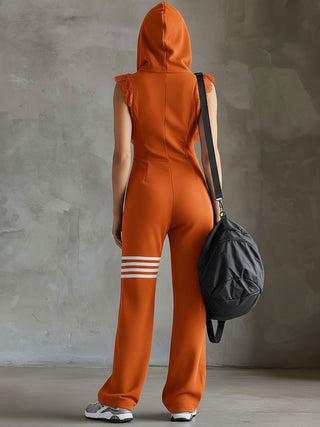 Giada™ | Retro Hooded Sports Jumpsuit with Stripes