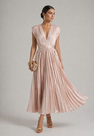 Vivian & Claire™ | Timeless Pleated Midi Dress