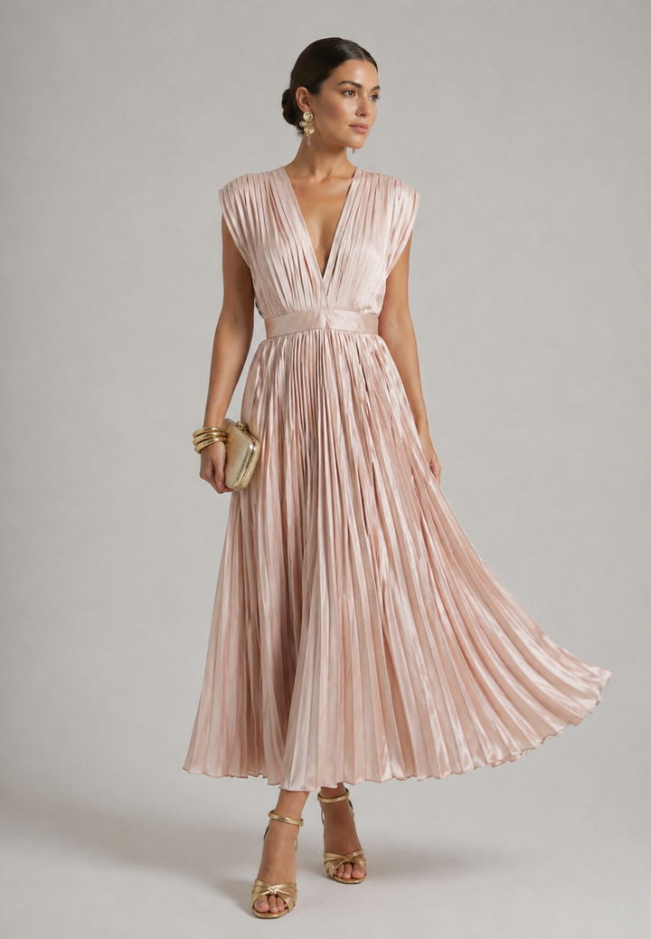 Vivian & Claire™ | Timeless Pleated Midi Dress