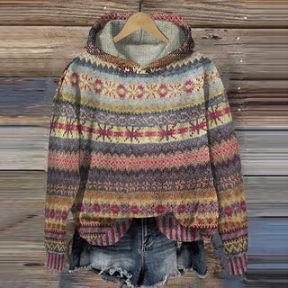 V|C - Hooded Patterned Knit Sweater Joyce