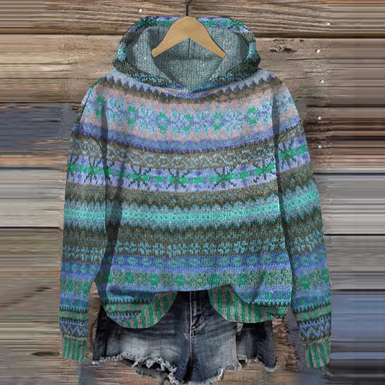 V|C - Hooded Patterned Knit Sweater Joyce