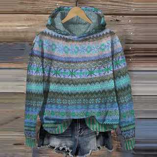 V|C - Hooded Patterned Knit Sweater Joyce