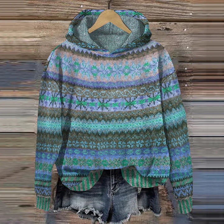 V|C - Hooded Patterned Knit Sweater Joyce